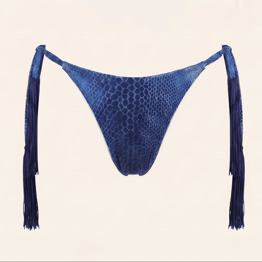 Blue fringe bikini set on a white background